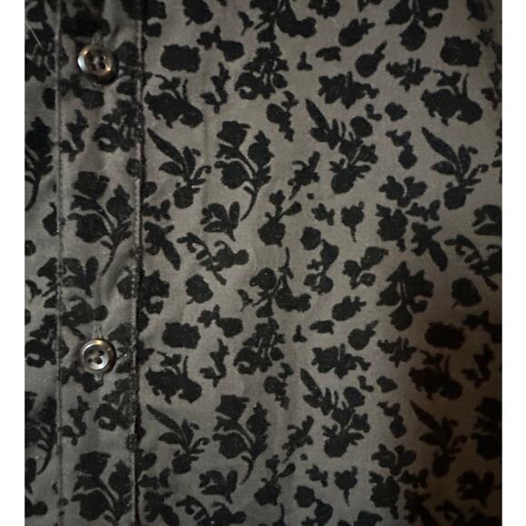 INC Flocked Velvet Floral Blouse Black Size M Goth Glam Holiday Textured Office - Picture 4 of 11